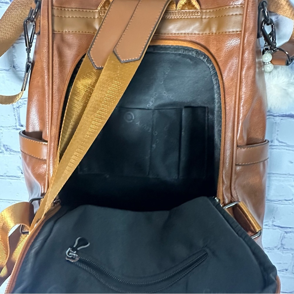 Brown Faux Leather Women’s Backpack - Picture 4 of 4